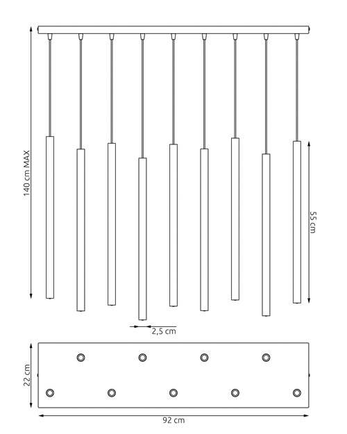 Lampa wisząca SELTER 9 BURGUNDY glamour, sople, burgundowa