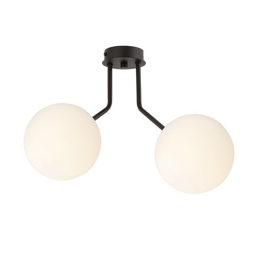 Lampa sufitowa NOVA 2 BL/OPAL klosze kule czarna/biała