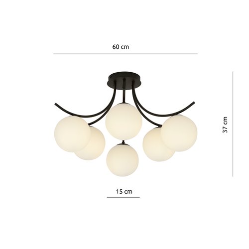 Lampa sufitowa BOSTON 6 BLACK/OPAL nowoczesna czarna/biała
