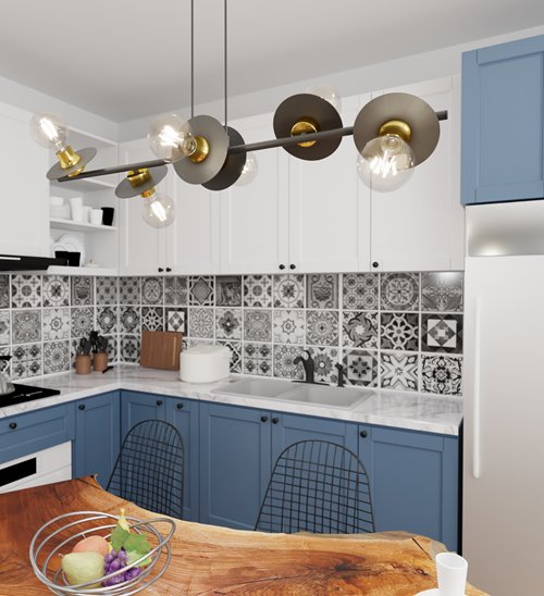 Lampa wisząca TOKEN 6 BL GOLD nowoczesna, czarny, złoty,loft
