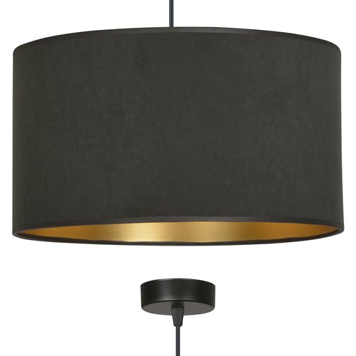 Lampa wisząca HILDE 1 BL BLACK abażur welur czarny