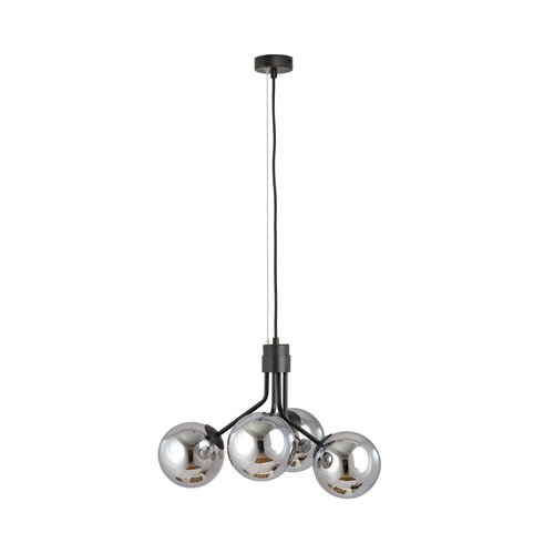 Lampa wisząca NOVA 4 BL/GRAFIT kule klosze czarna/grafit