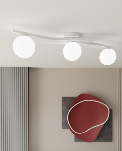 Lampa sufitowa OPUS 3 WH OPAL, plafon, klosz, biały
