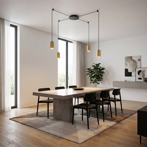 Lampa wisząca TRAKER 4 BL/GOLD nowoczesna pająk czarno/złota
