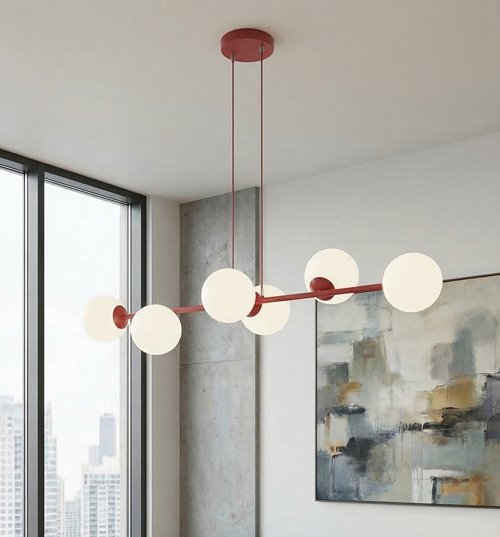 Lampa wisząca MAGNUS 6 BURGUNDY OPAL nowoczesna, klosz