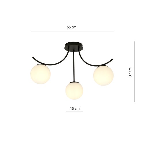 Lampa sufitowa BOSTON 3 BLACK/OPAL nowoczesna czarna/biała