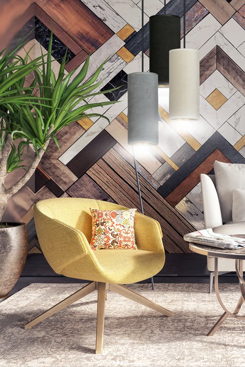 Lampa wisząca BENTE 3 BL PREMIUM MIX abażur welur kolor