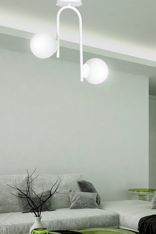 Lampa sufitowa KALF 2 WHITE klasyczna, klosz, biała