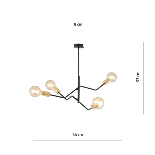 Lampa sufitowa BOLT 4 BLACK GOLD industrialna czarna/złota