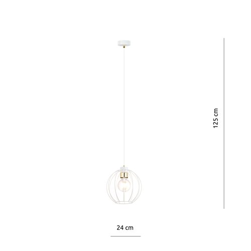 Lampa wisząca GINO 1 WHITE/GOLD druciana kula biało/złota