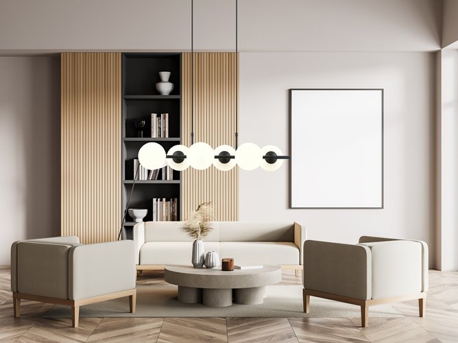 Lampa wisząca RORY 6 BLACK/OPAL loft, czarna, klosz
