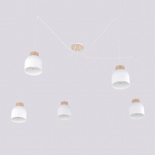 Lampa wisząca KRU 5 WHITE nowoczesna, biała, metal, pająk