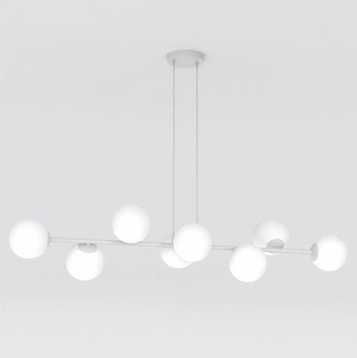 Lampa wisząca MAGNUS 8 GRAY OPAL nowoczesna, klosz, szara
