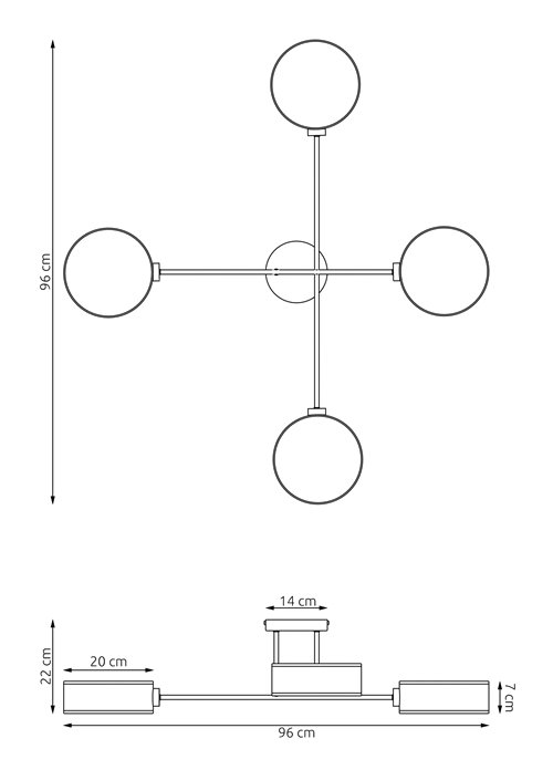 Lampa sufitowa MAGA 4 BROWN plafon, brązowa, abażur
