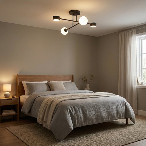 Lampa sufitowa HOLON 4 BLACK plafon, czarna, metal