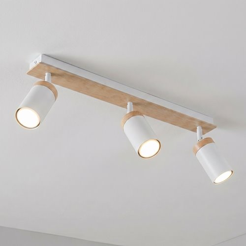 Lampa sufitowa ELBA 3 WHITE tuby drewno spot biała