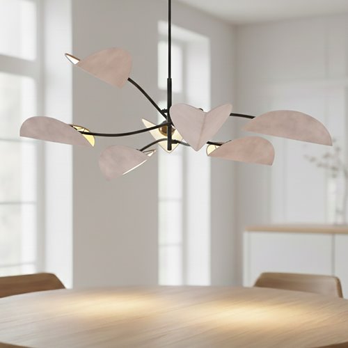 Lampa sufitowa LOTUS 6 BL GRAY abażury, czarna, szara