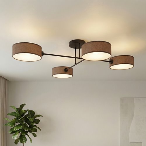 Lampa sufitowa MAGA 4 BROWN plafon, brązowa, abażur