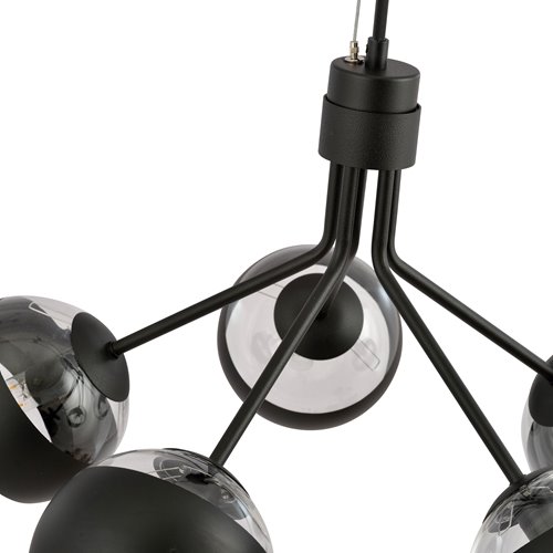 Lampa wisząca NOVA 5 BL/STRIPE klosze czarna/transparent