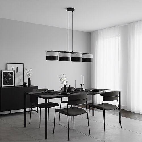 Lampa wisząca KARBON 4 BL GRAY klasyczna, abażur, szara