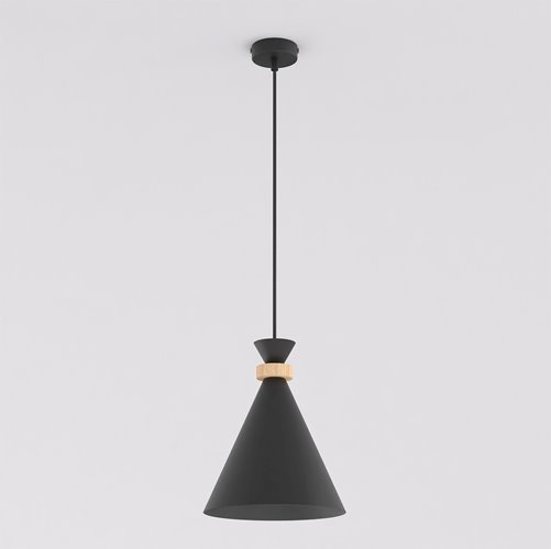 Lampa wisząca ZERO 1 BLACK nowoczesna, czarna, metal, drewno