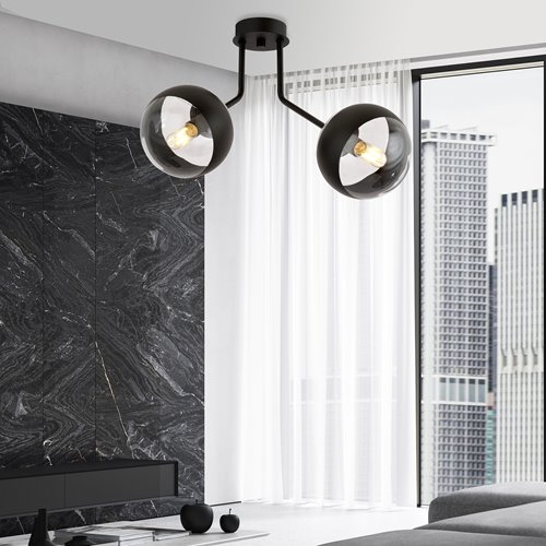 Lampa sufitowa NOVA 2 BL/STRIPE klosze czarna/transparent