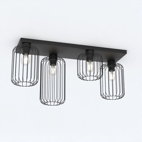 Lampa sufitowa BARN 4 BL industrialna, loft, plafon, czarna