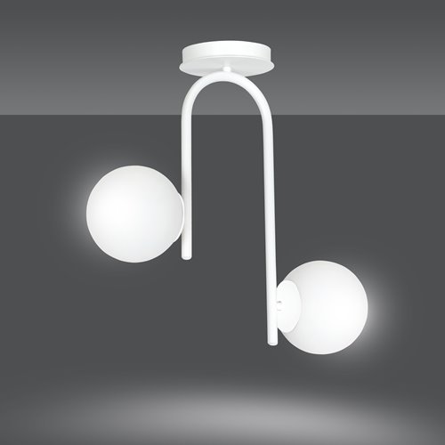 Lampa sufitowa KALF 2 WHITE klasyczna, klosz, biała