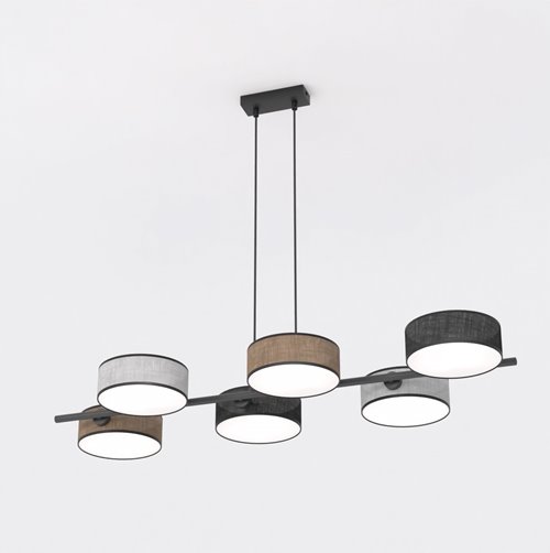 Lampa wisząca DRUMZ 6 MIX1 nowoczesna, czarna, abażury