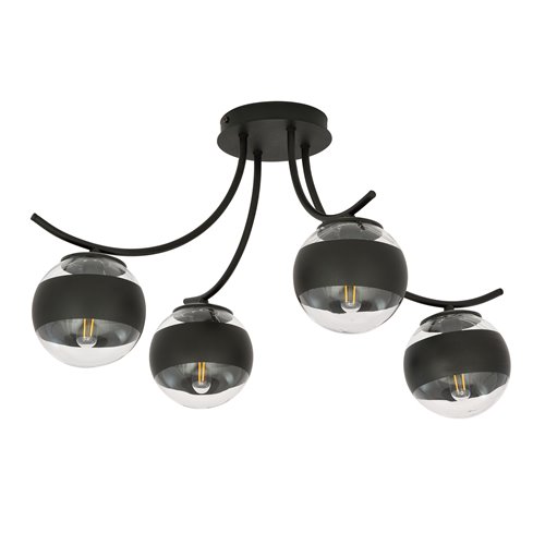 Lampa sufitowa BOSTON 4 BLACK/STRIPE czarna/transparent