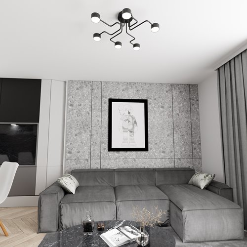 Lampa sufitowa KURAGE 6 BL BLACK plafon, czarna, metal, loft