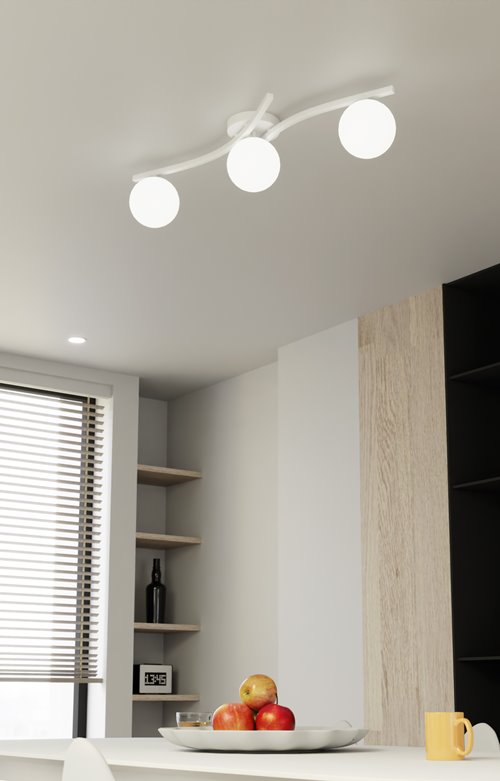 Lampa sufitowa OPUS 3 WH OPAL, plafon, klosz, biały