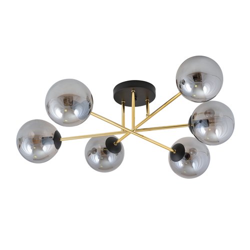 Lampa sufitowa MAGNUM 6 BL GRAFIT plafon czarna/złota/grafit