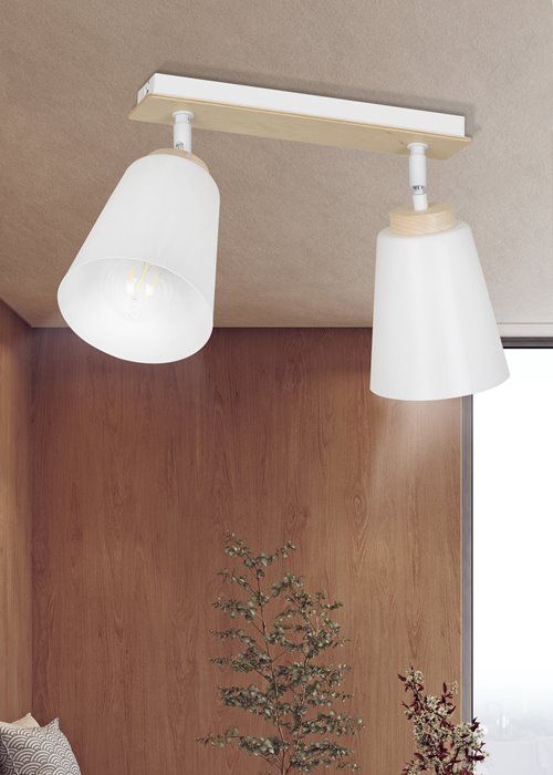 Lampa sufitowa ATLAS 2 WHITE skandynawska, drewno, biała