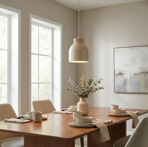 Lampa wisząca VIGO 1 MOKKA nowoczesna, beżowa, metal, drewno