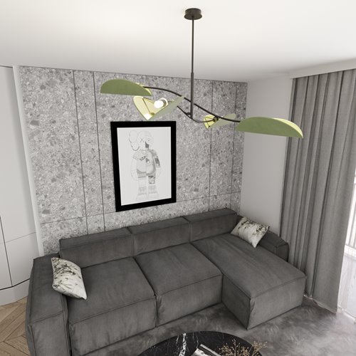 Lampa sufitowa LOTUS 4 BL GREEN abażury, czarna, zielona