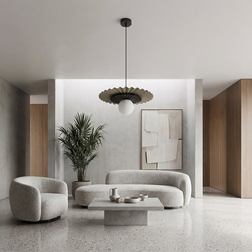 Lampa wisząca UMBRA 1 MOKKA BLACK nowoczesna beżowa metal