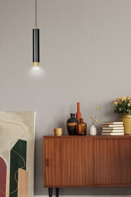 Lampa wisząca KIBO 1 BL/GOLD nowoczesna, tuby, biały, złoty