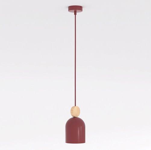 Lampa wisząca MESI 1 BURGUNDY nowoczesna, metal, drewno