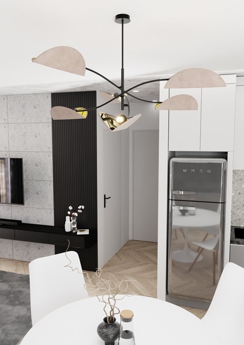 Lampa sufitowa LOTUS 6 BL GRAY abażury, czarna, szara