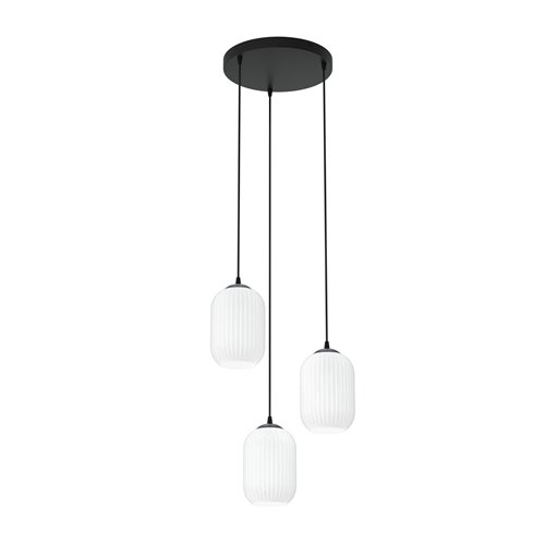 Lampa wisząca VERDI 3 BL PREM OPAL klosz, biały, czarna