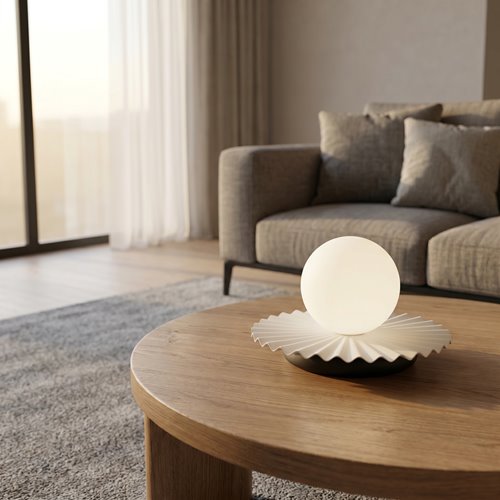 Lampka nocna UMBRA LN1 WHITE metal, biała, nowoczesna, fala