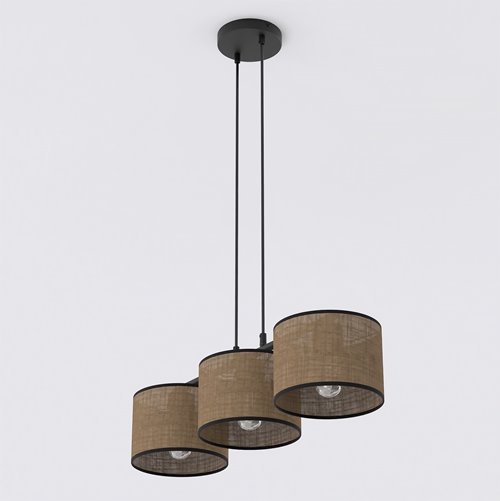 Lampa wisząca ECO 3 BL BROWN klasyczna, abażur, brązowa