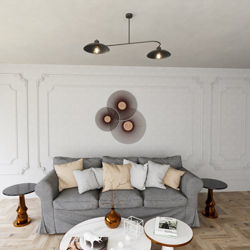 Żyrandol FOSTER 2 BLACK nowoczesny, unikatowy, czarny, metal