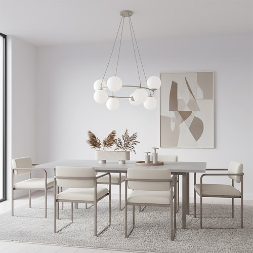 Lampa wisząca AZURA 8 MOKKA OPAL nowoczesna, klosze, beżowa