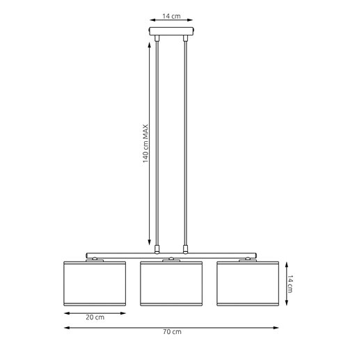 Lampa wisząca ECO 3 BL GRAY klasyczna, abażur, szara