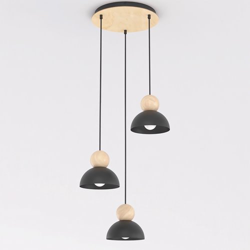 Lampa wisząca KAKI 3PREM BLACK nowoczesna, czarna, metal