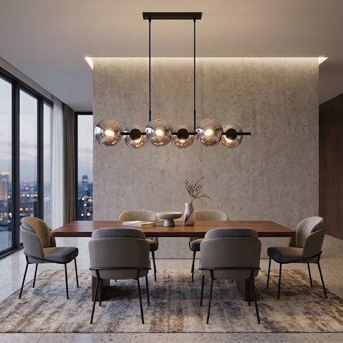 Lampa wisząca RORY 6 BLACK/GRAFIT loft, czarna, klosz
