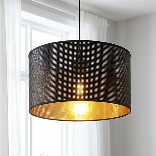 Lampa wisząca ASTON 1 BLACK/GOLD abażur czarno/złoty