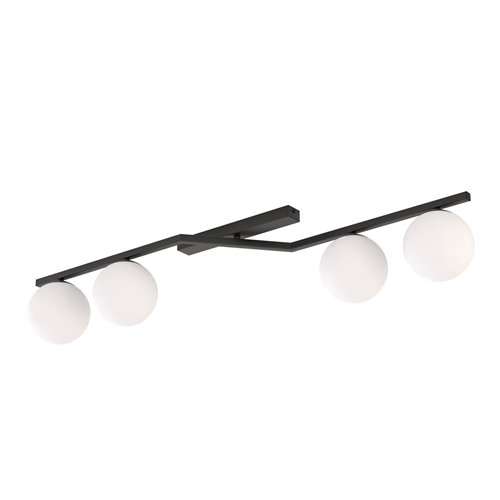 Lampa sufitowa NATON 4 BL OPAL plafon, czarna, metal